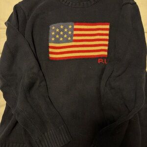 Ralph Lauren Navy American Flag Crewneck Sweater